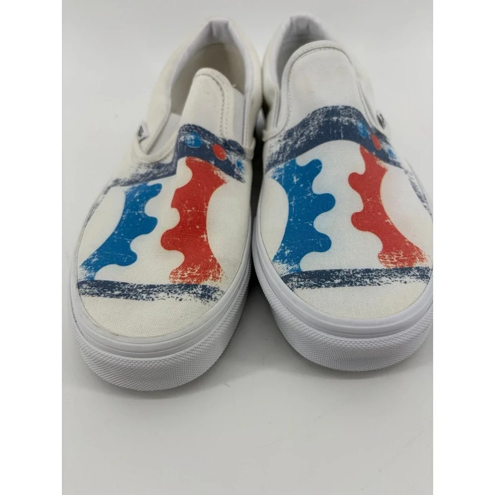 VANS Slip-On Canvas Sneakers Graphic Gear Print, M (9) W (10.5) NWOT